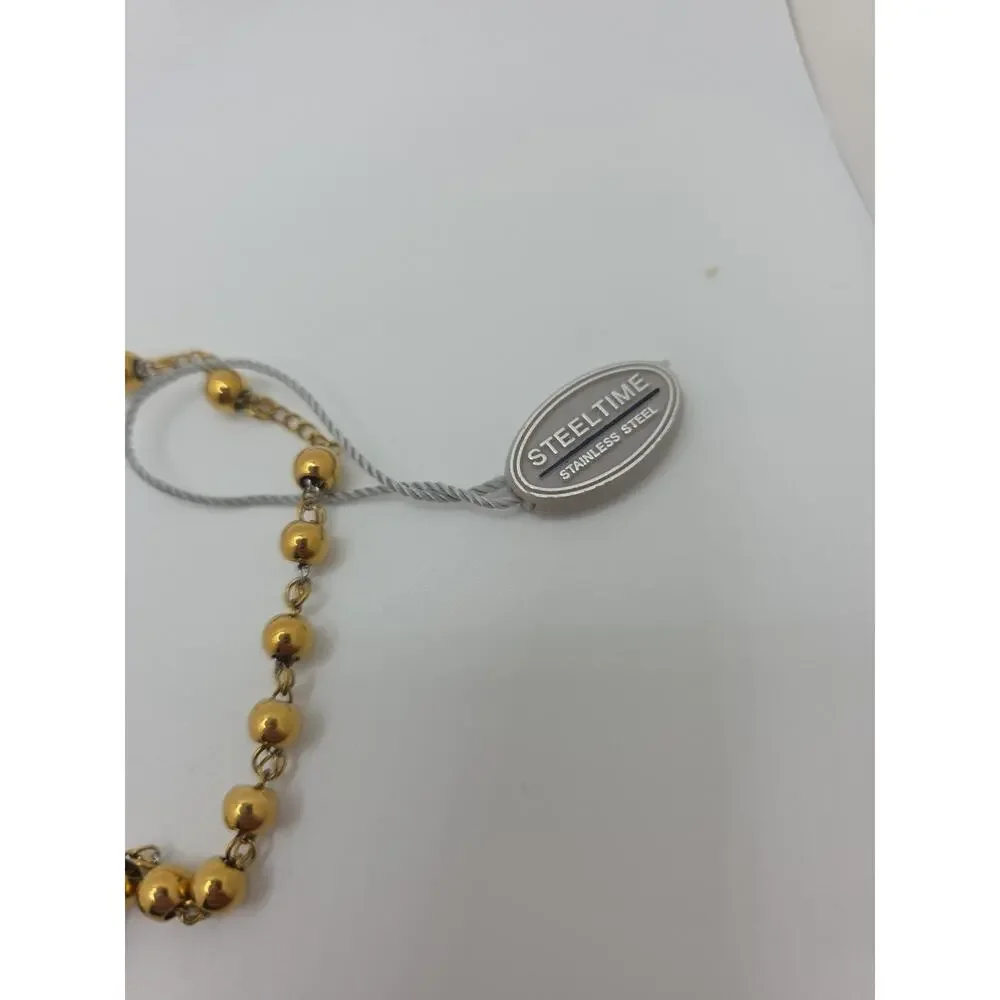Steeltime Mens 18k Gold-Plated Gold Tone Rosary Chain